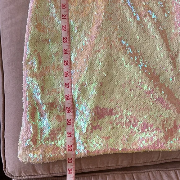 PETITE Sequin Shift Dress. Mini. Zipper Closure. - Picture 9 of 9